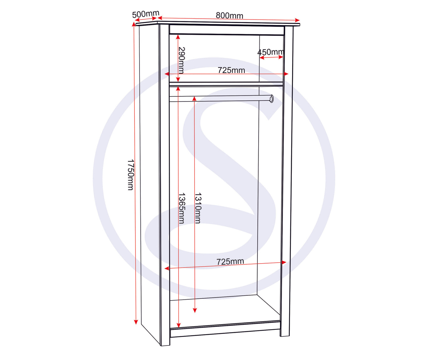 Panama 2 Door Wardrobe - Natural Wax