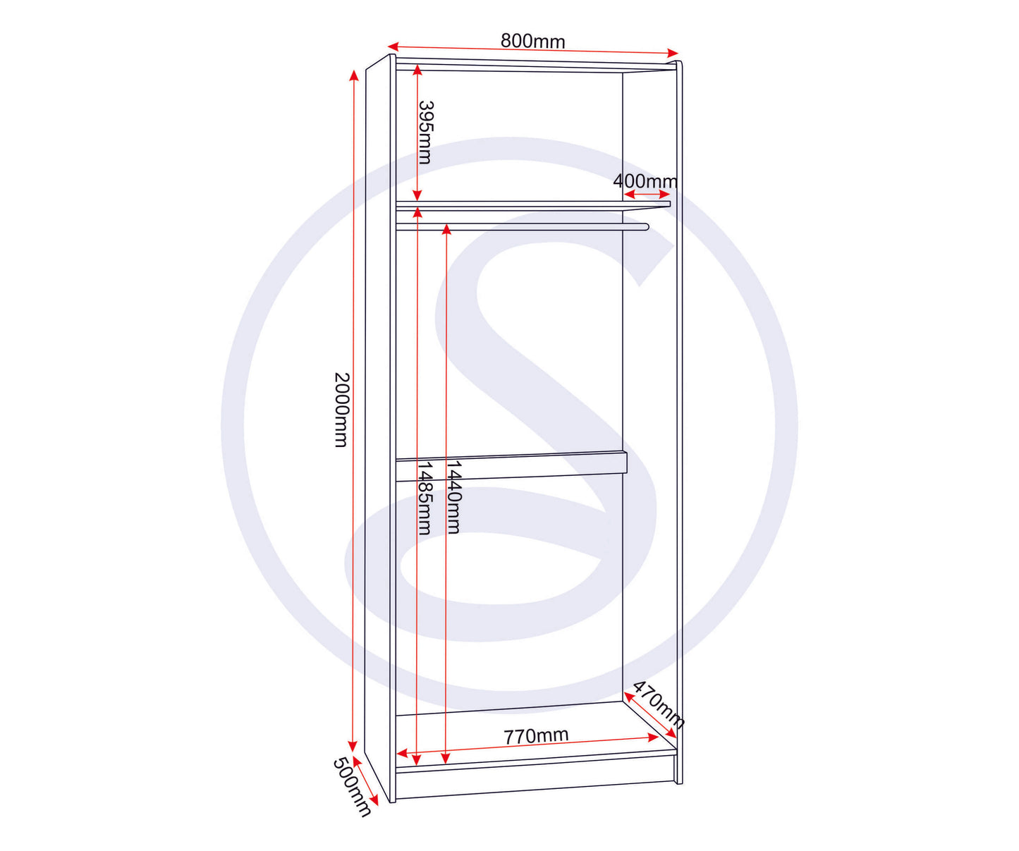Paris 2 Door Wardrobe Mirrored - Smoked Ash Effect
