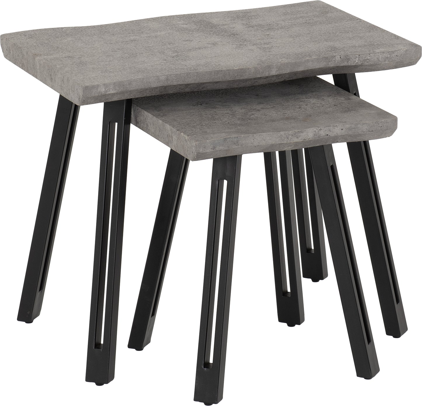 Quebec Wave Edge Nest Of Tables - Concrete Effect