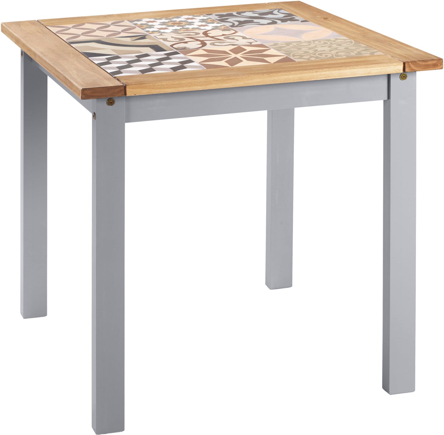 Salvador 1+2 Tile Top Dining Set - Grey Slate/Distressed Waxed Pine
