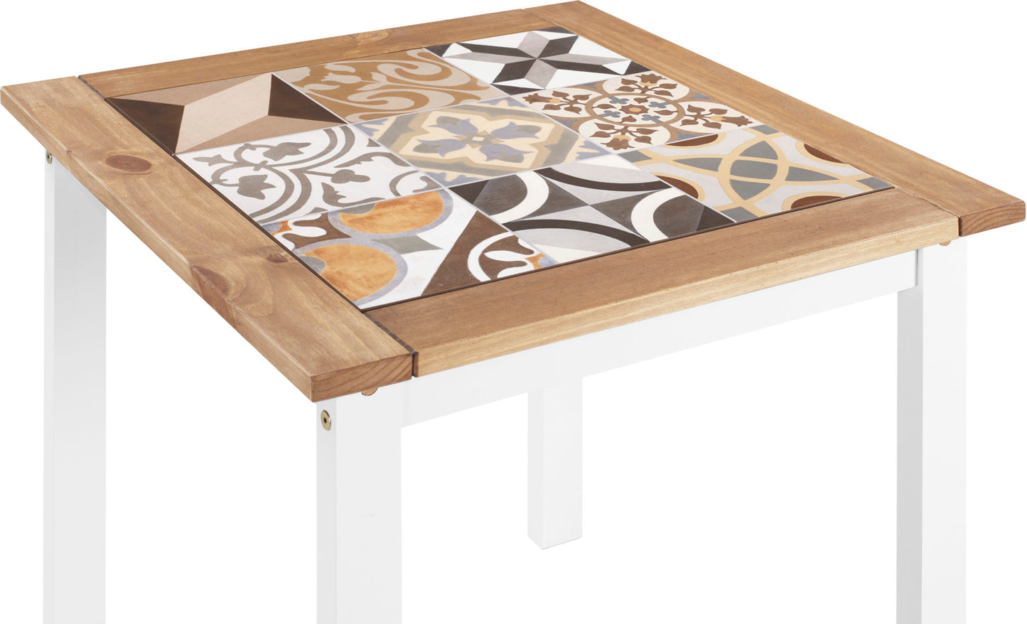 Salvador 1+2 Tile Top Dining Set - White/Distressed Waxed Pine