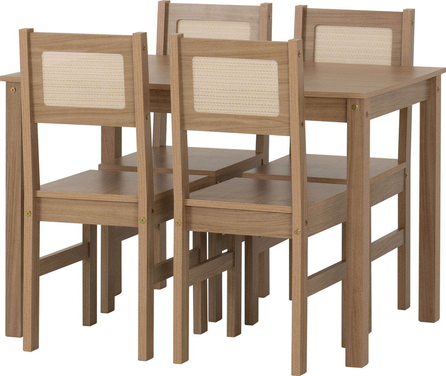Santana 1+4 Dining Set - Light Oak/Rattan Effect