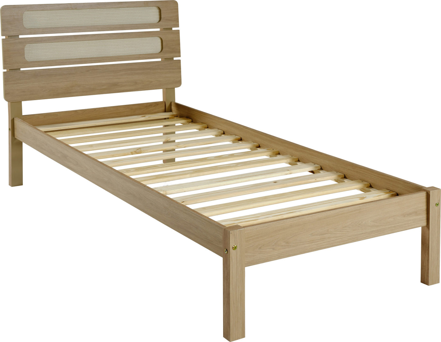 Santana 3' Bed - Light Oak/Rattan Effect