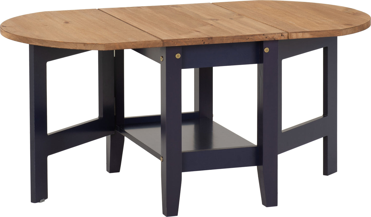SANTOS DROP LEAF COFFEE TABLE - NAVY BLUE/DISTRESSED WAXED PINE