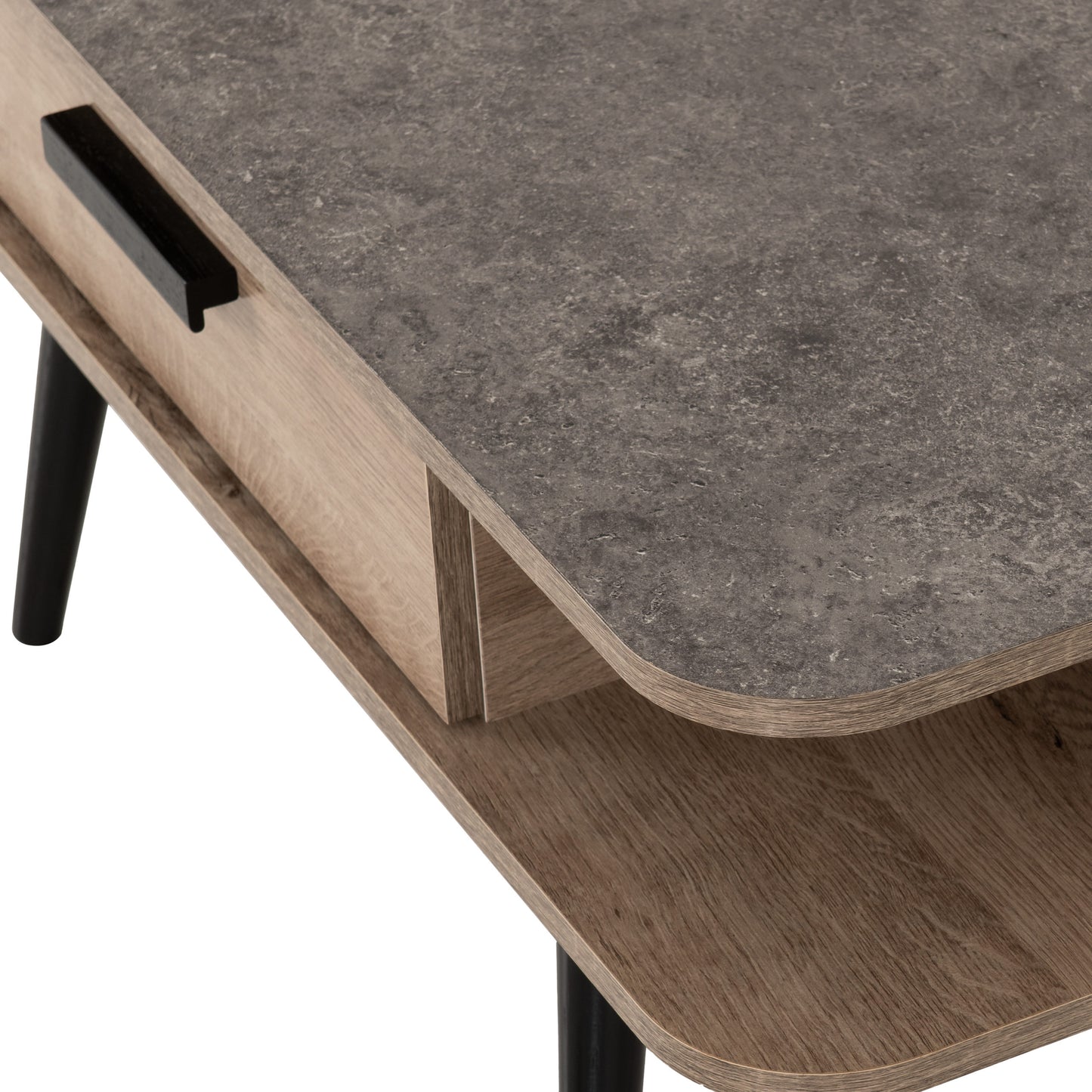 Saxton 1 Drawer Coffee Table - Mid Oak Effect/Grey