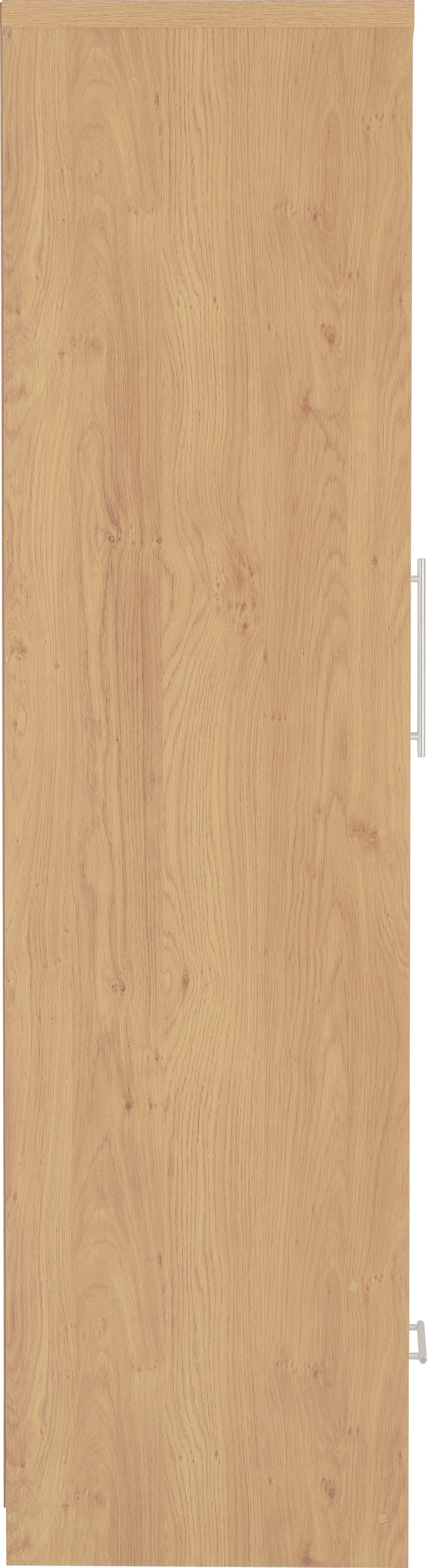 Seville 2 Door 1 Drawer Wardrobe - White Gloss/Light Oak Effect Veneer