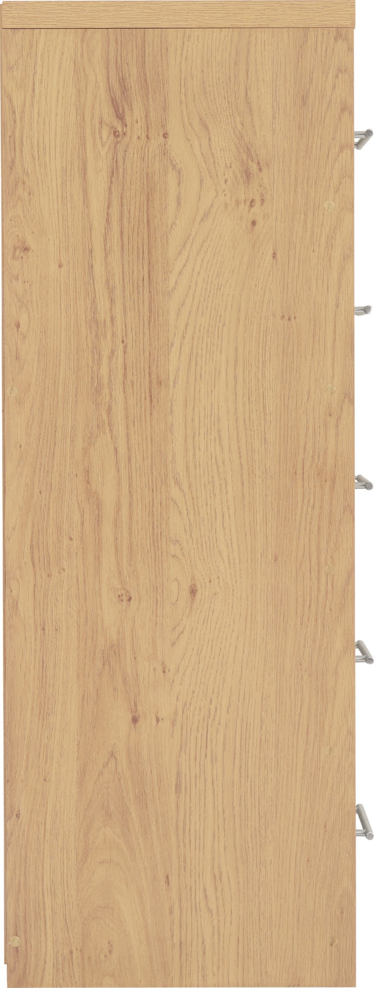 SEVILLE 5 DRAWER NARROW CHEST - GREY GLOSS/LIGHT OAK EFFECT VENEER