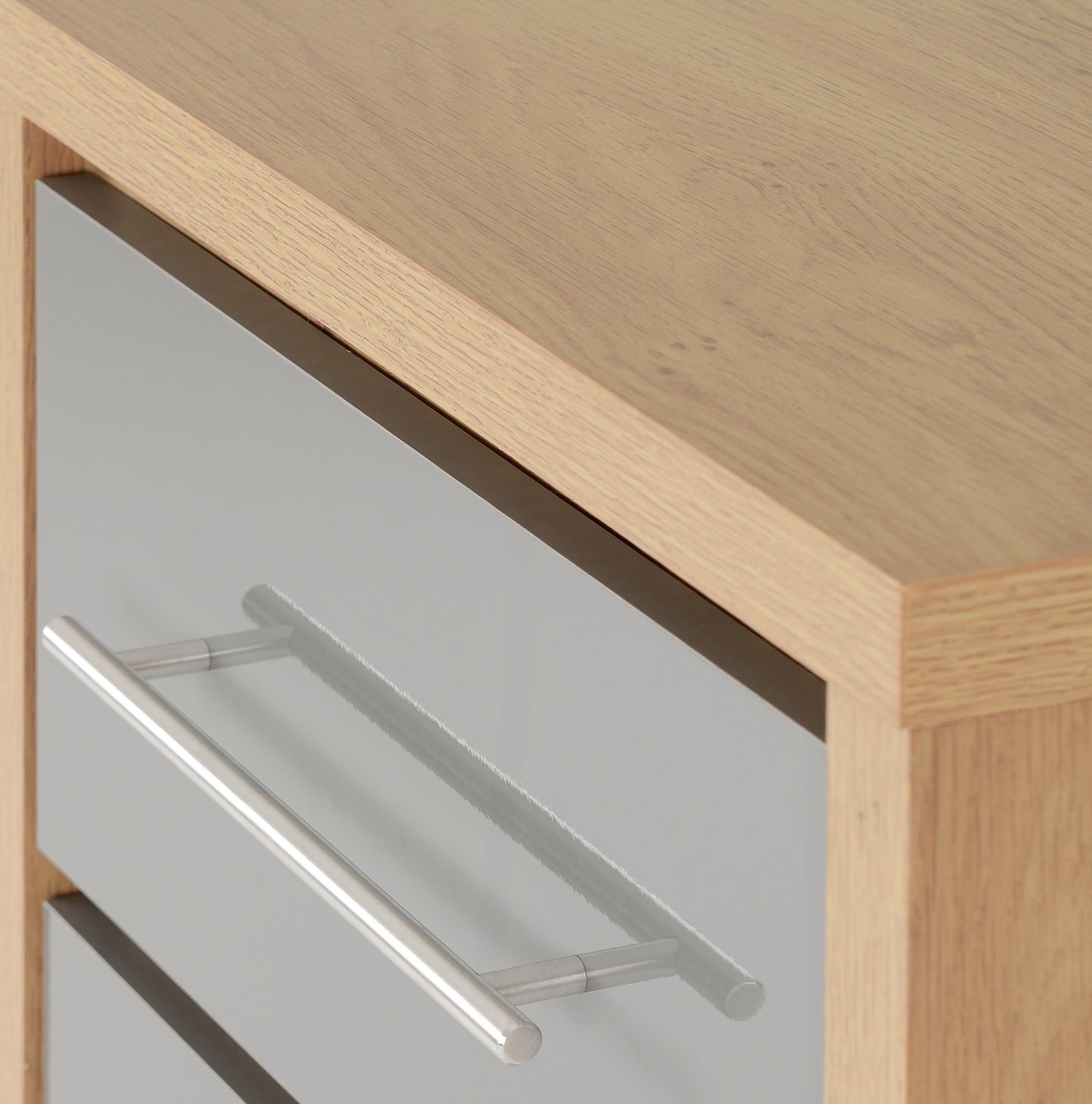SEVILLE 5 DRAWER NARROW CHEST - GREY GLOSS/LIGHT OAK EFFECT VENEER