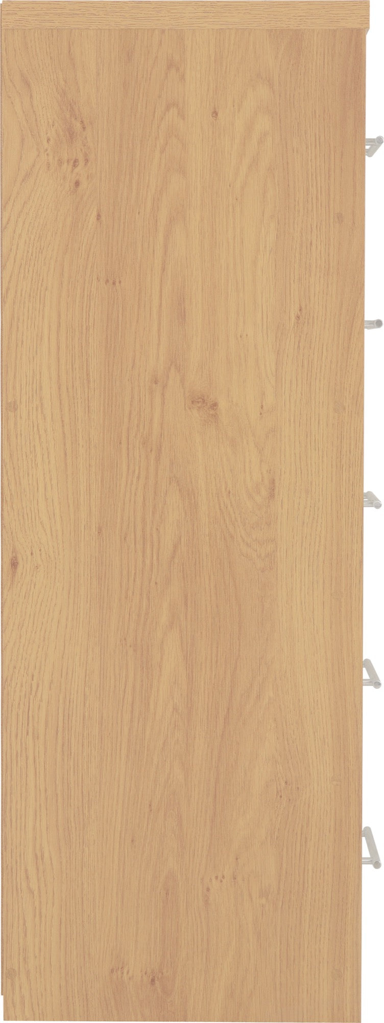 SEVILLE 5 DRAWER NARROW CHEST - WHITE GLOSS/LIGHT OAK EFFECT VENEER