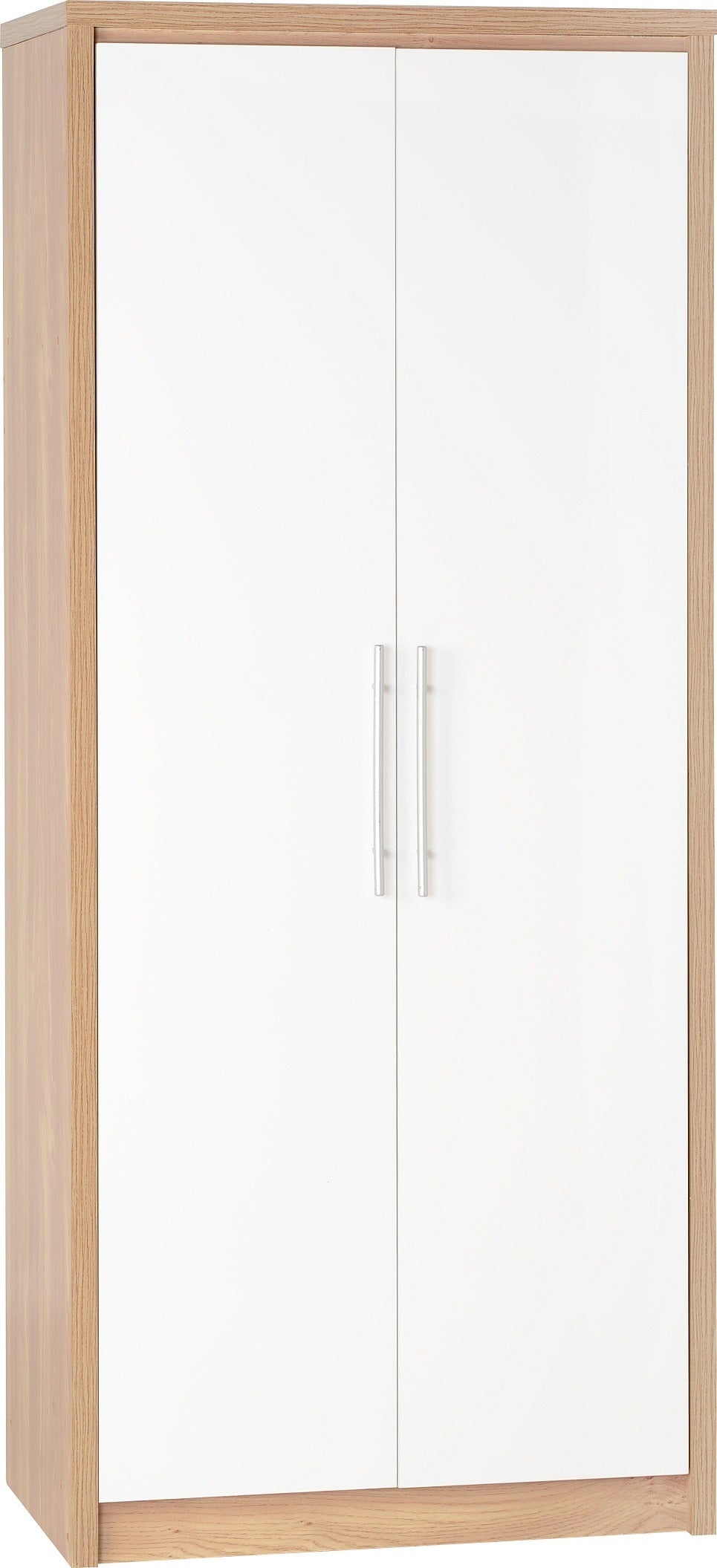 Seville Bedroom Trio Set - White Gloss/Light Oak Effect Veneer
