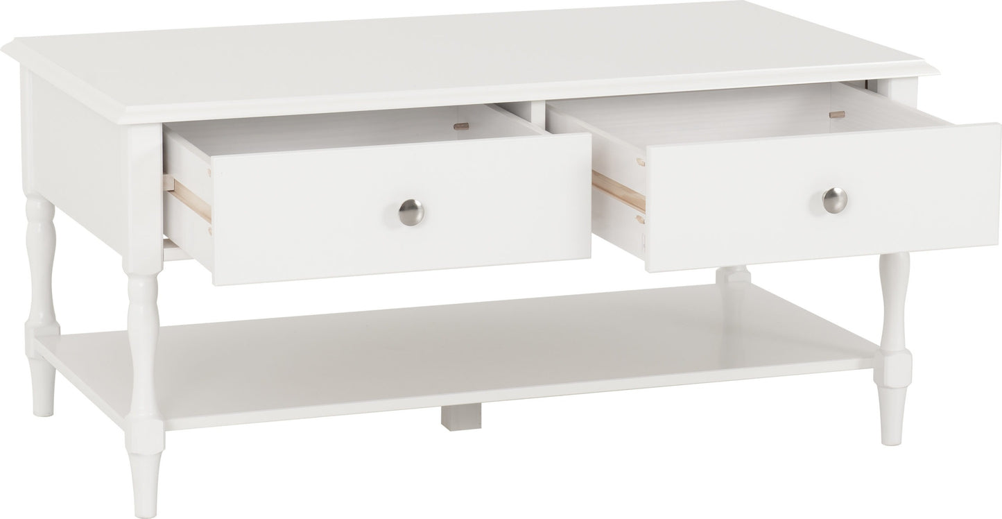 Stratford 2 Drawer Coffee Table - White