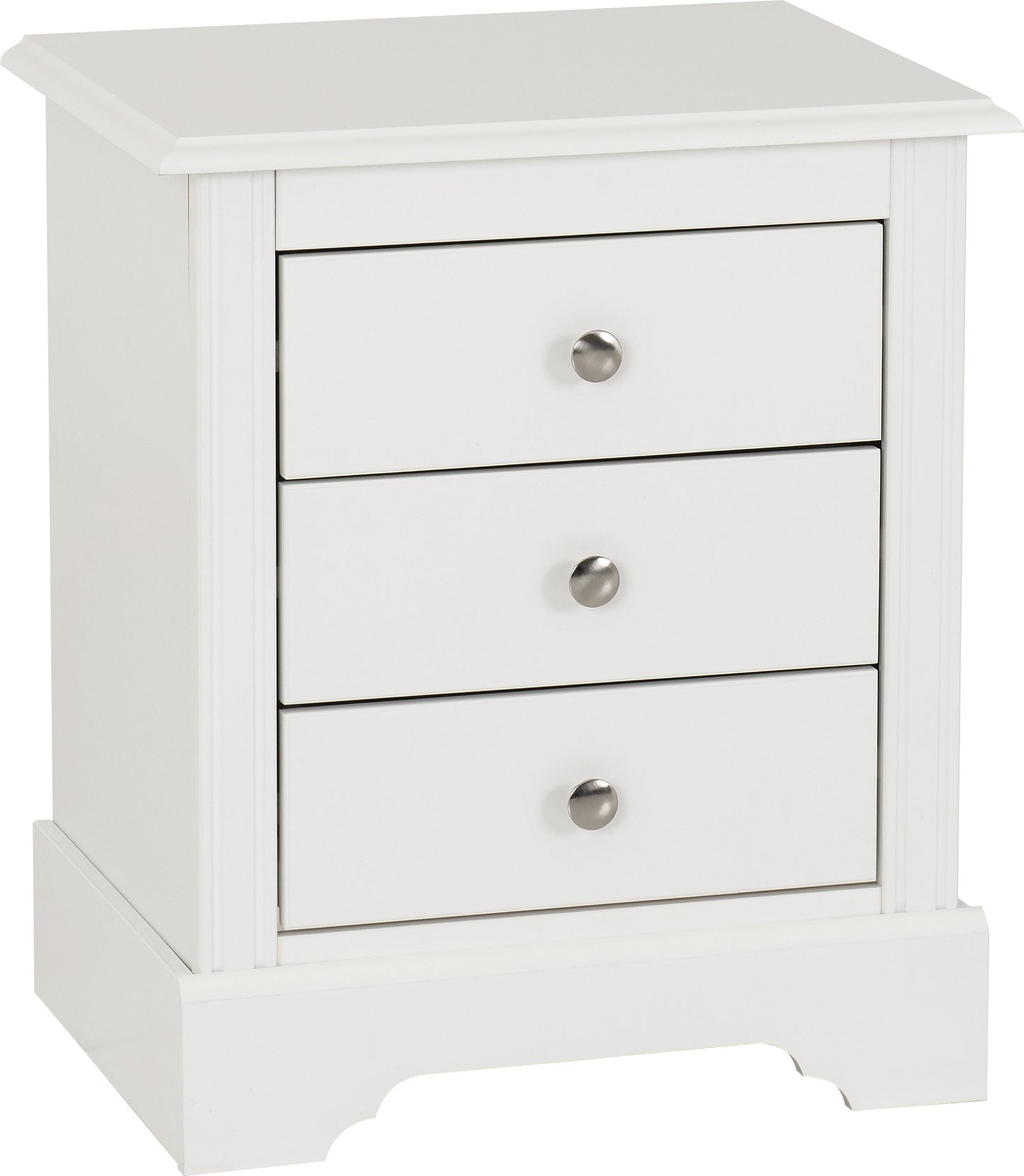 Stratford 3 Drawer Bedside - White