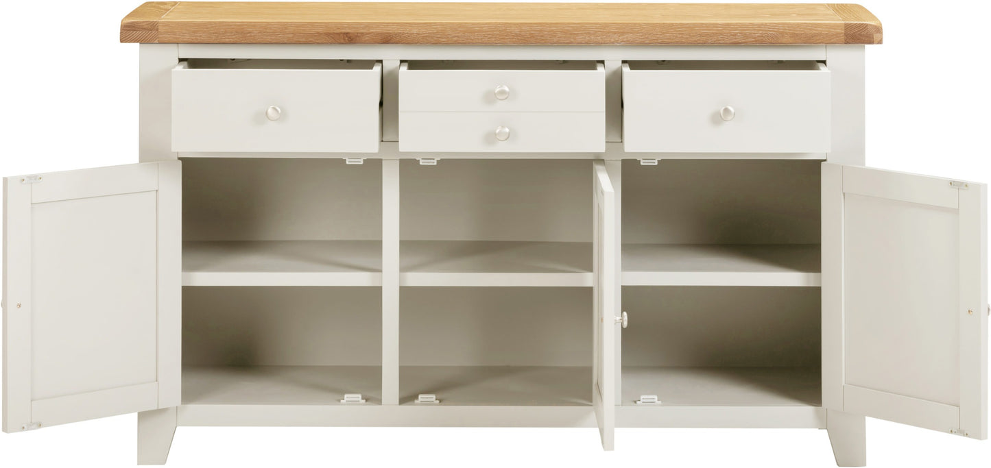Windsor 3 Door 3 Drawer Sideboard - Ivory/Oak