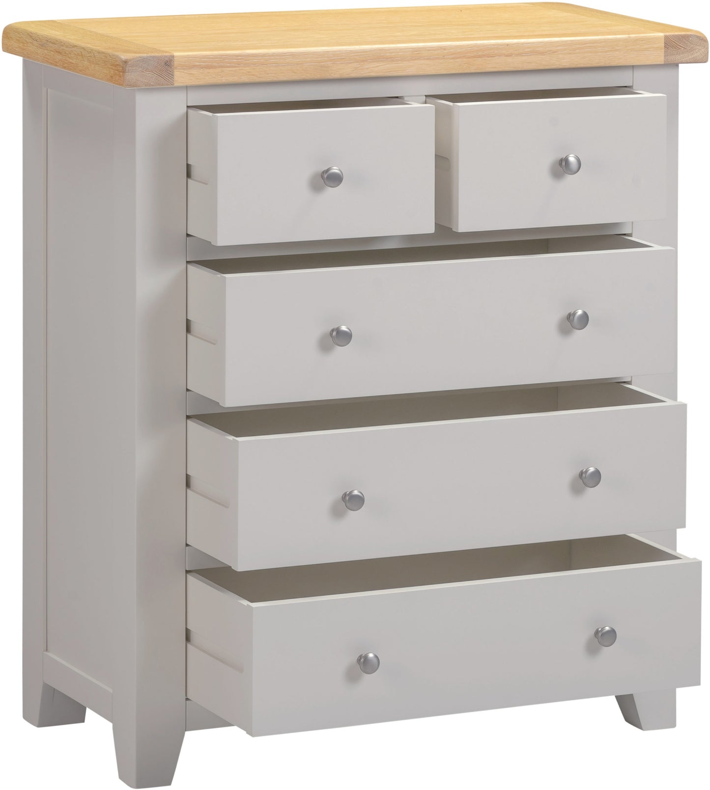 Windsor 3+2 Drawer Chest - Pebble Grey/Oak