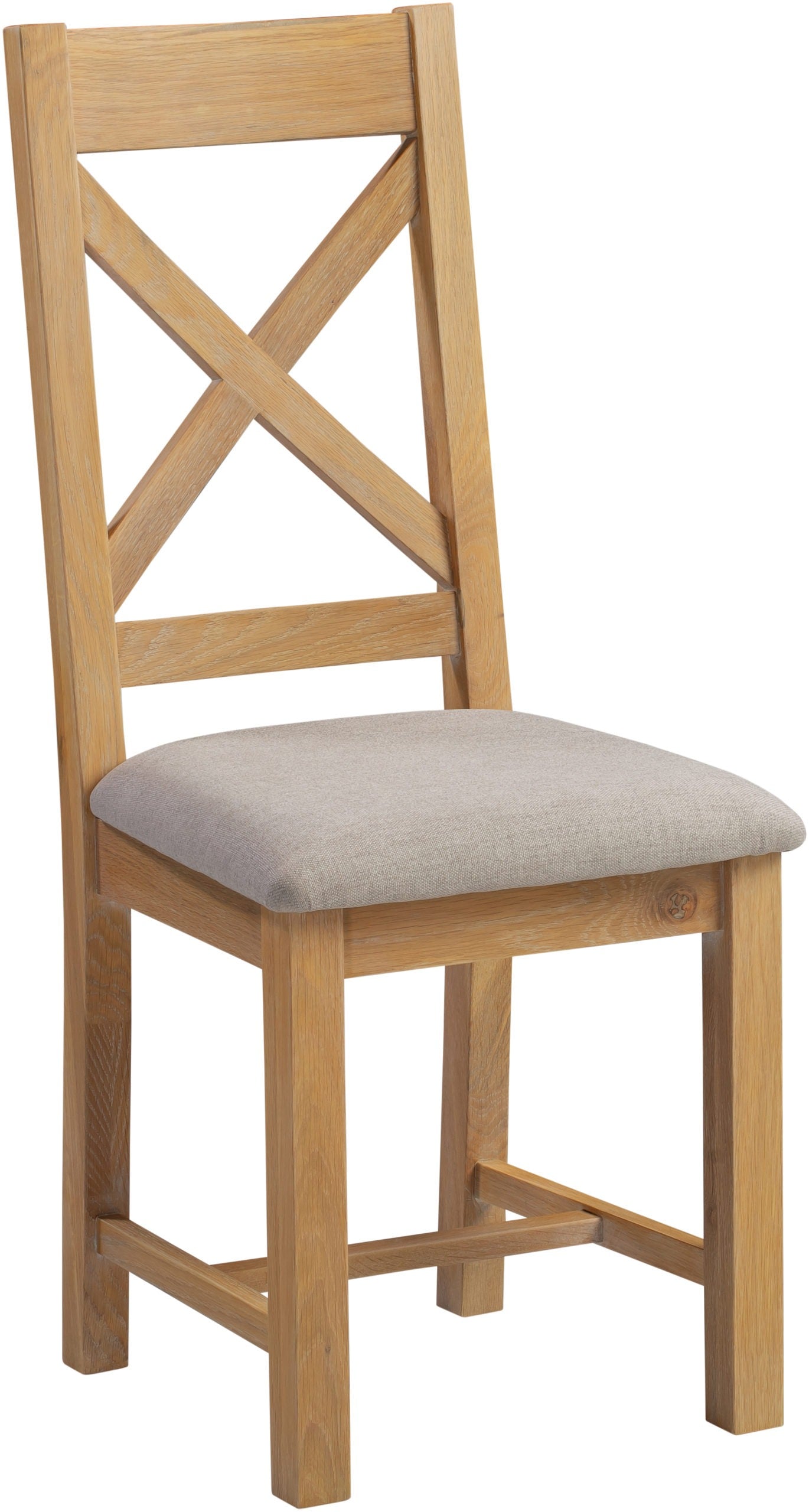 WINDSOR CROSS BACK DINING CHAIR (X2 PER BOX) - NATURAL OAK/OAT FABRIC