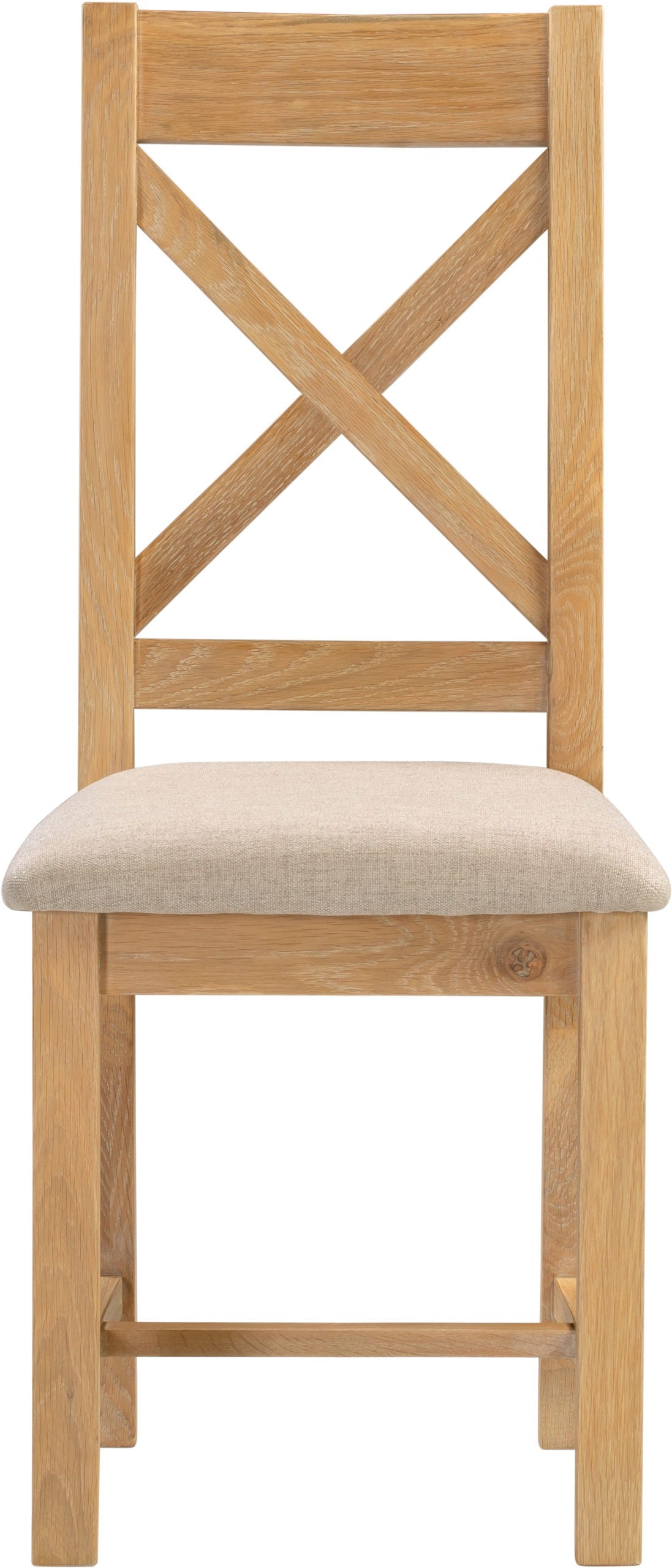 WINDSOR CROSS BACK DINING CHAIR (X2 PER BOX) - NATURAL OAK/OAT FABRIC