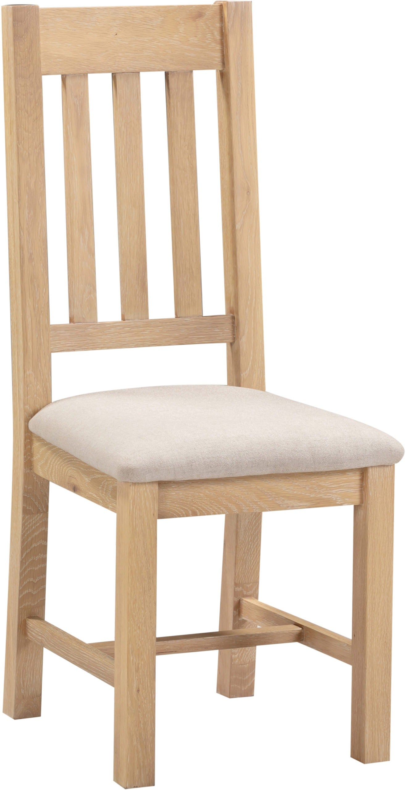 WINDSOR SLATTED DINING CHAIR (X2 PER BOX) - NATURAL OAK/OAT FABRIC