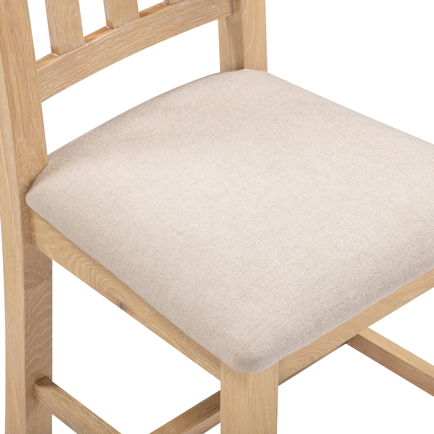 WINDSOR SLATTED DINING CHAIR (X2 PER BOX) - NATURAL OAK/OAT FABRIC