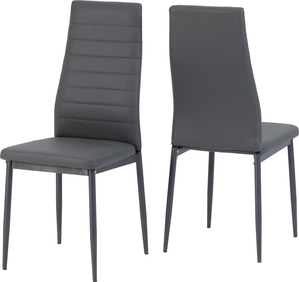 Abbey Small Dining Set (X4 Chairs) - Clear Glass/Grey/Grey Pu