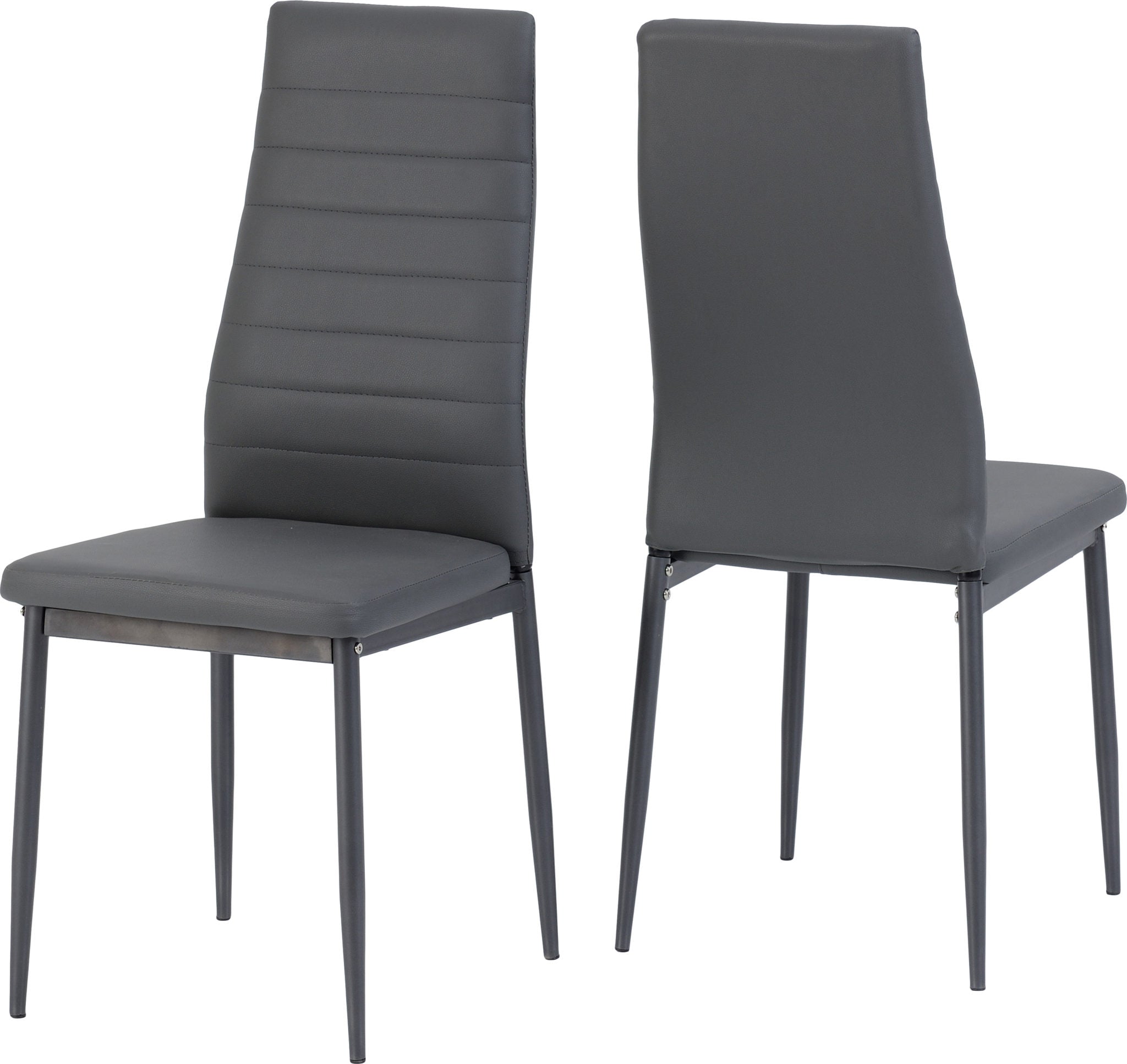 Abbey Small Dining Set (X4 Chairs) - Clear Glass/Grey/Grey Pu