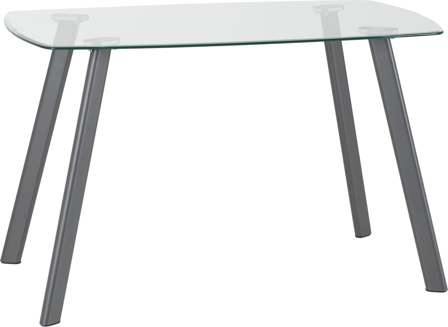 Abbey Small Dining Set (X4 Chairs) - Clear Glass/Grey/Grey Pu