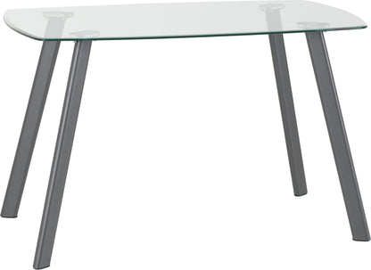 Abbey Small Dining Set (X4 Chairs) - Clear Glass/Grey/Grey Pu