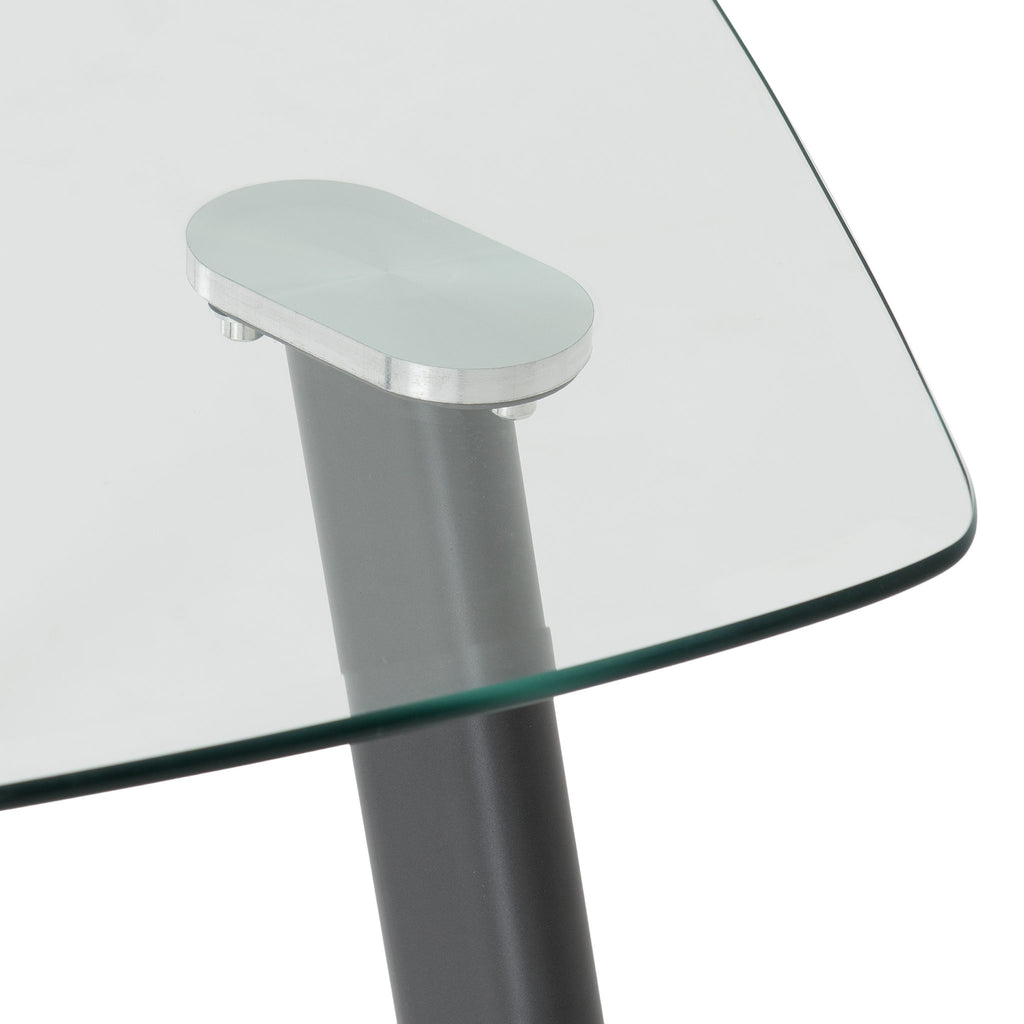 Abbey Small Dining Set (X4 Chairs) - Clear Glass/Grey/Grey Pu