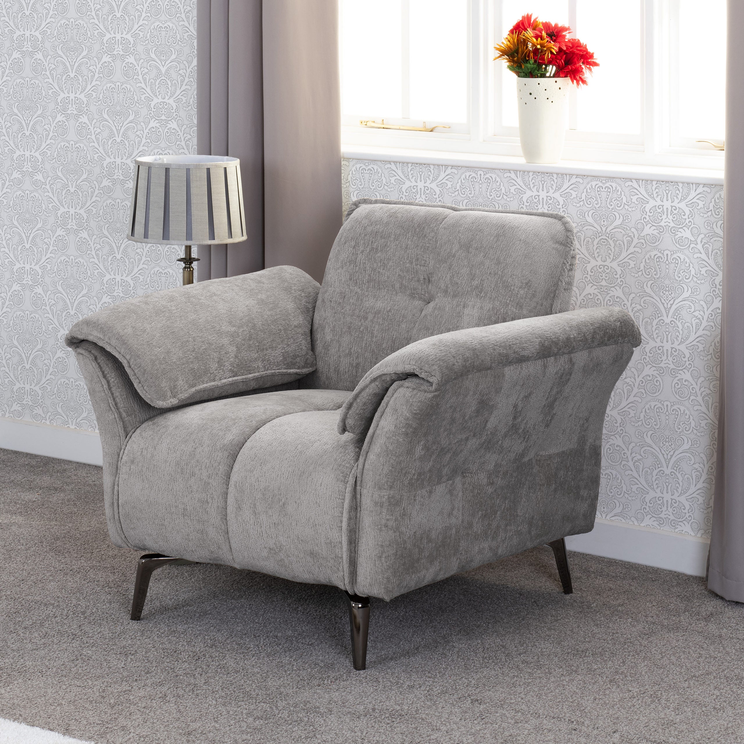 Amalfi 1 Seater Sofa - Grey Fabric