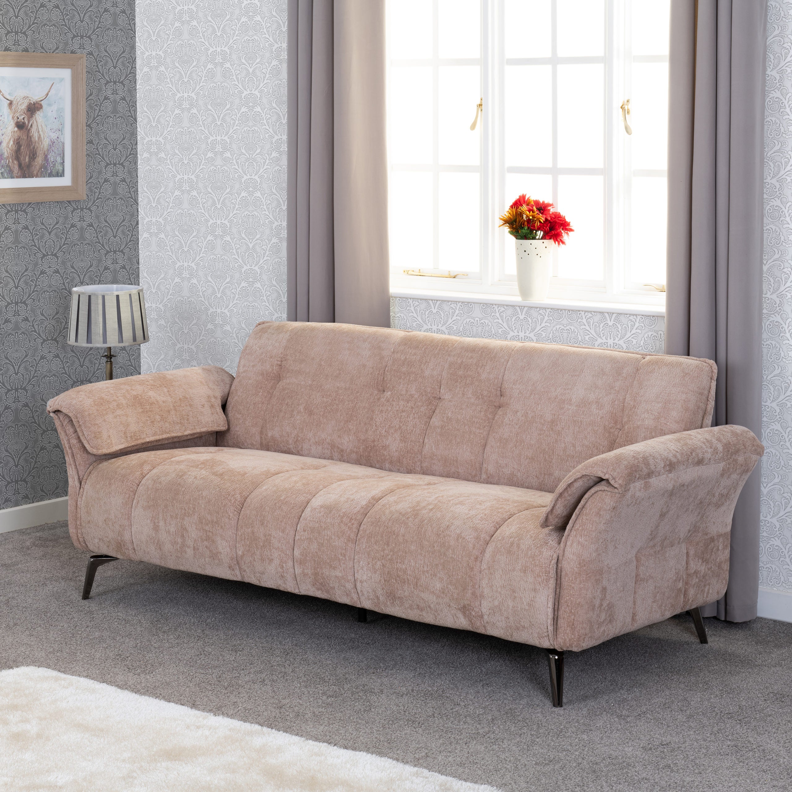 Amalfi 3 Seater Sofa - Champagne Fabric
