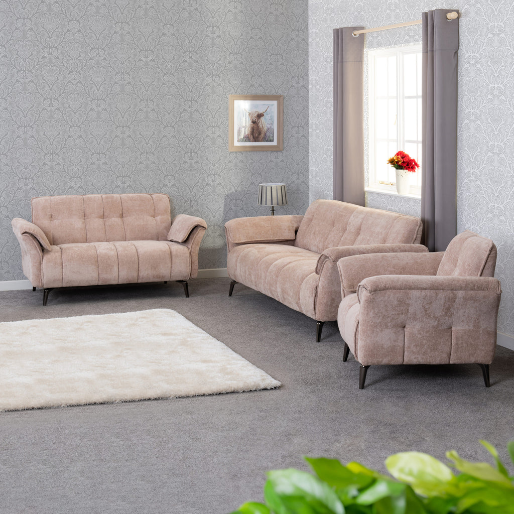 Amalfi 3 Seater Sofa - Champagne Fabric