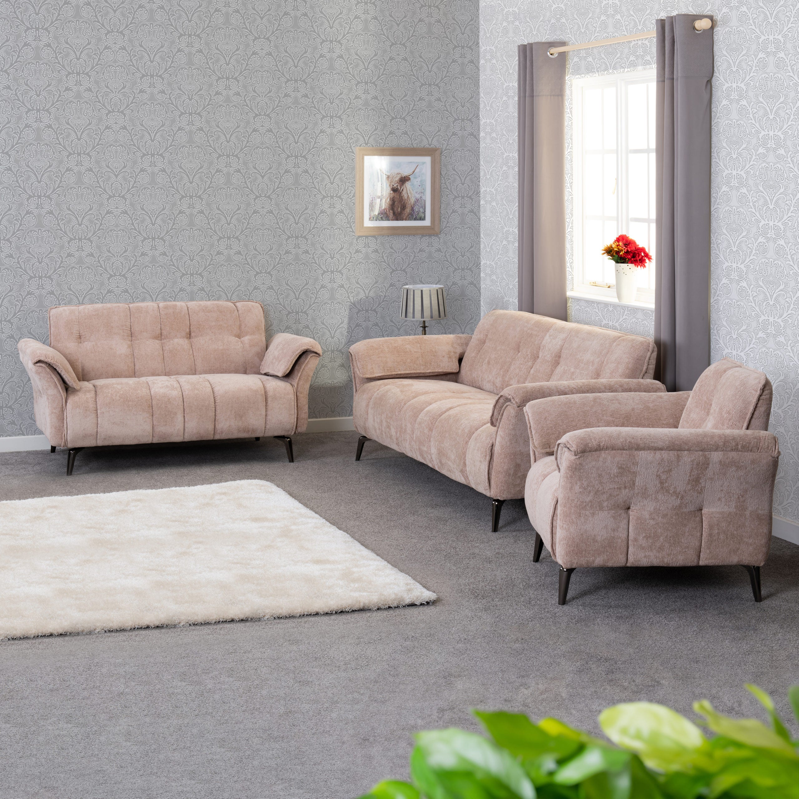 Amalfi 3 Seater Sofa - Champagne Fabric