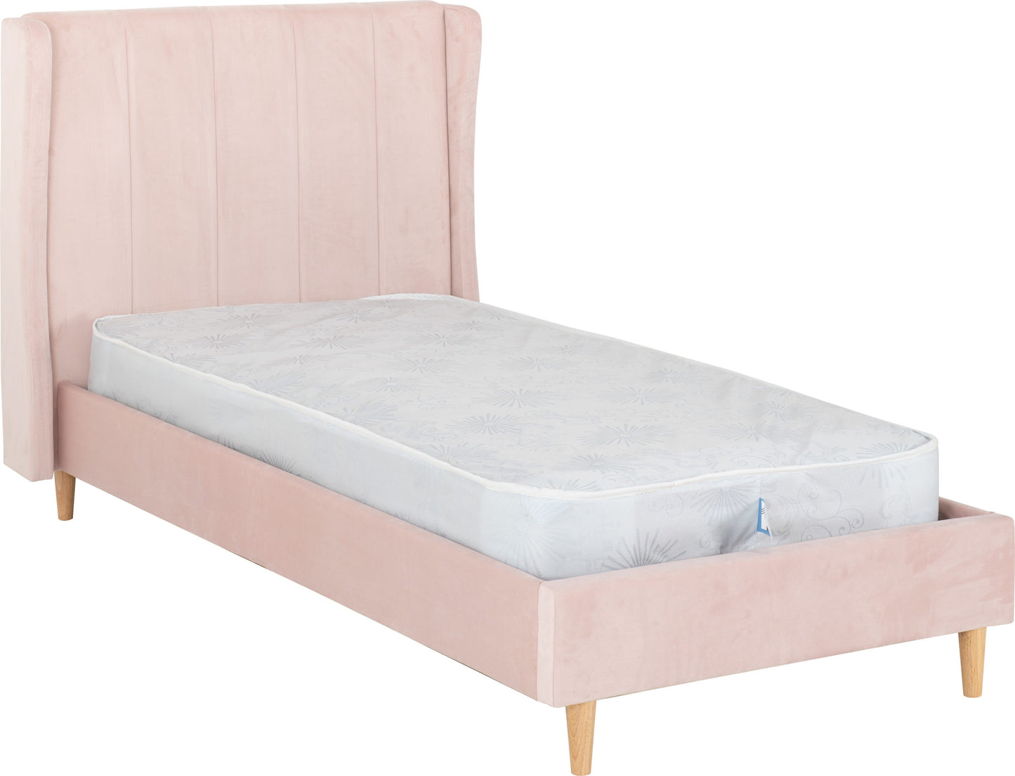 Amelia 3' Bed - Pink Velvet Fabric