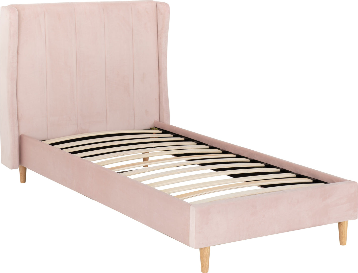 Amelia 3' Bed - Pink Velvet Fabric