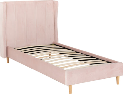 Amelia 3' Bed - Pink Velvet Fabric