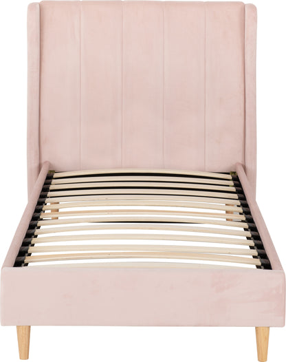 Amelia 3' Bed - Pink Velvet Fabric