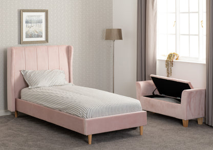 Amelia 3' Bed - Pink Velvet Fabric