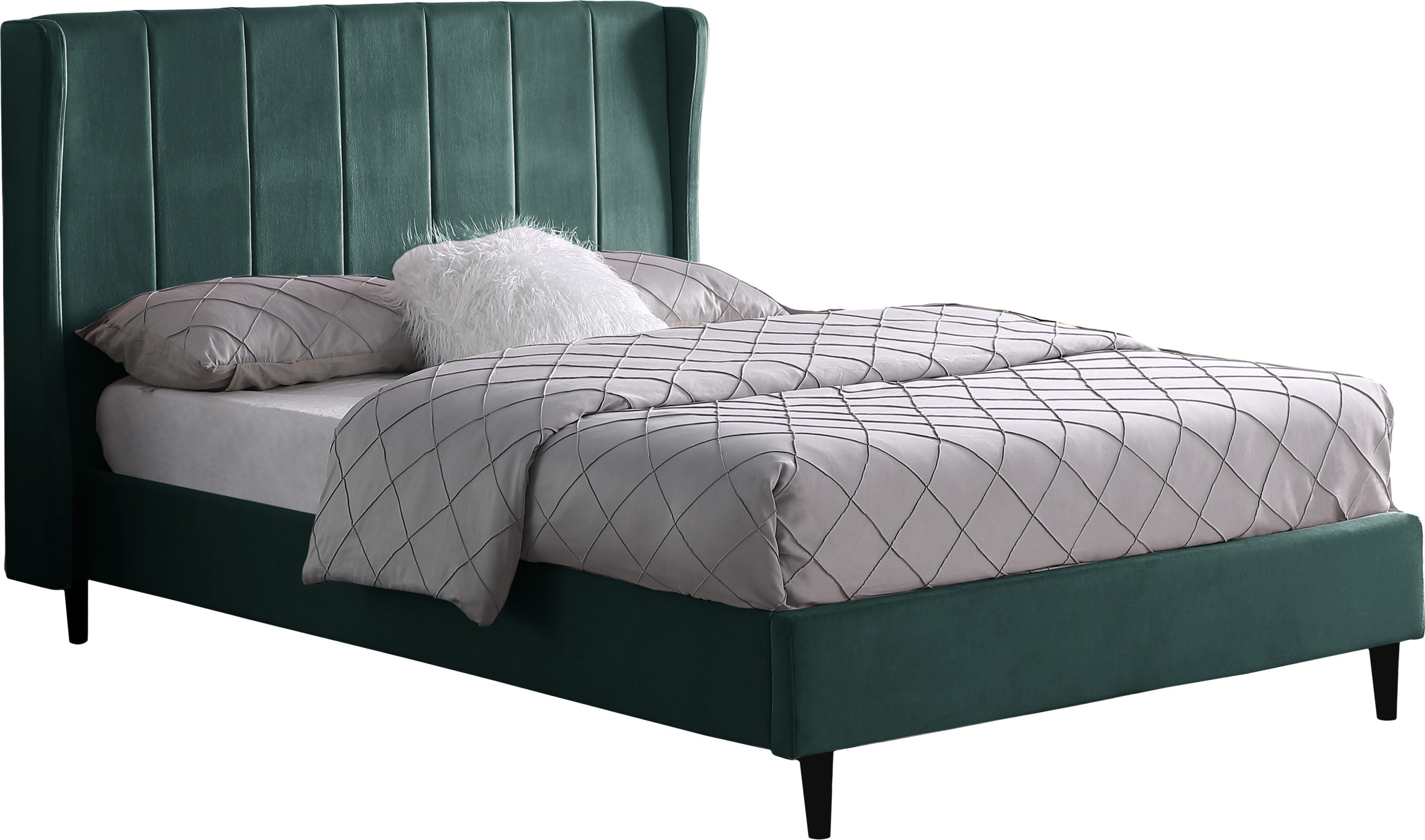 Amelia 4'6" Bed - Green Velvet Fabric