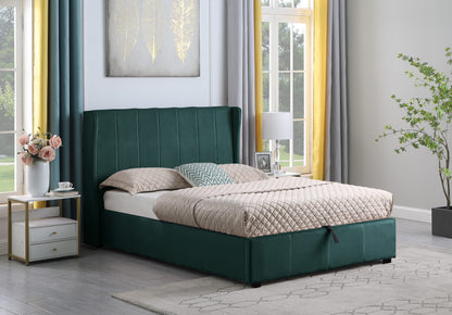 Amelia 5' Plus Bed - Green Velvet Fabric