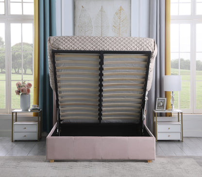 Amelia 4'6" Plus Bed - Pink Velvet Fabric