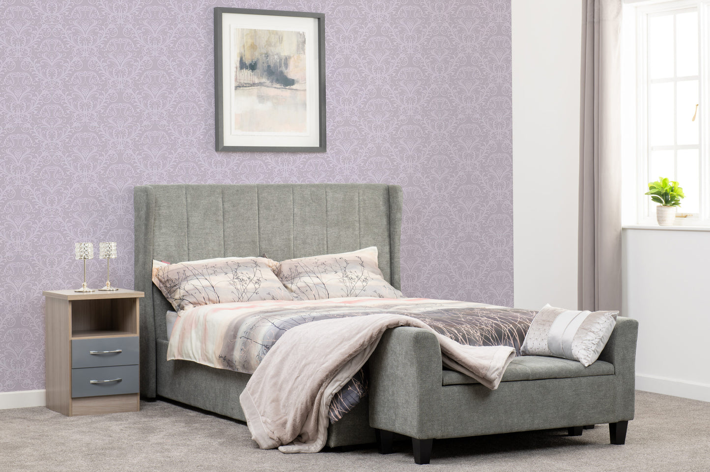 Amelia 4'6" Plus Bed - Dark Grey Fabric