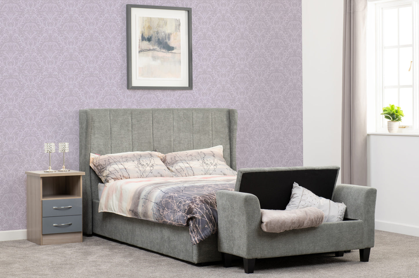 Amelia 4'6" Plus Bed - Dark Grey Fabric