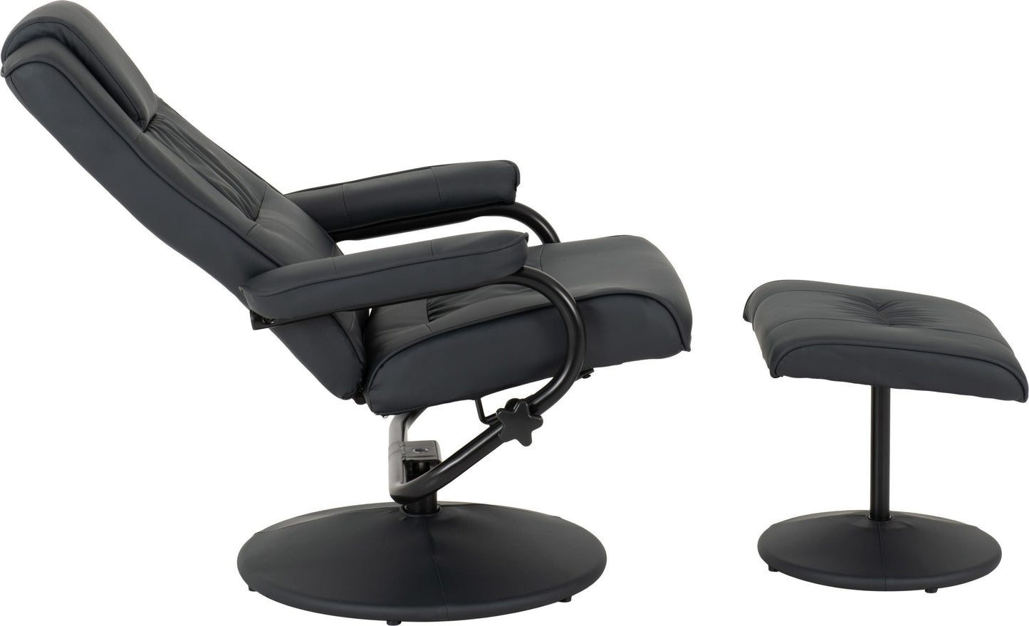 Ascot Recliner Chair And Footstool - Dark Blue Pu