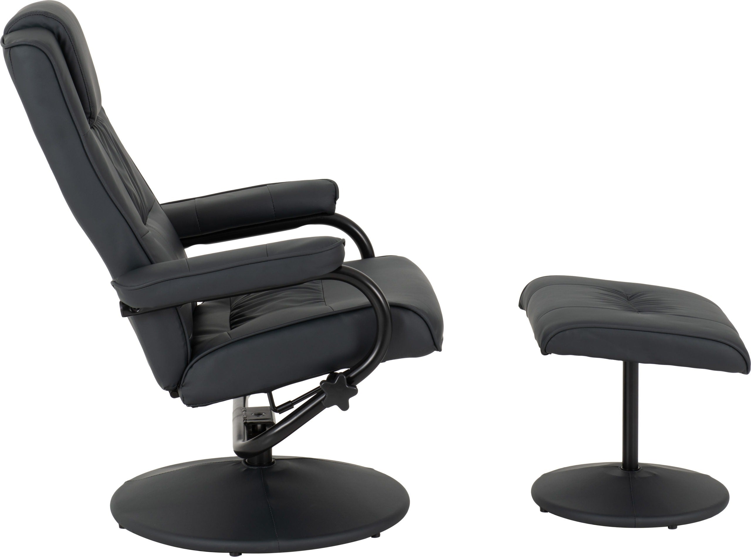 Ascot Recliner Chair And Footstool - Dark Blue Pu