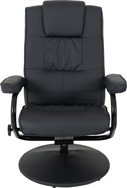 Ascot Recliner Chair And Footstool - Dark Blue Pu