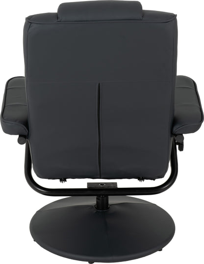 Ascot Recliner Chair And Footstool - Dark Blue Pu