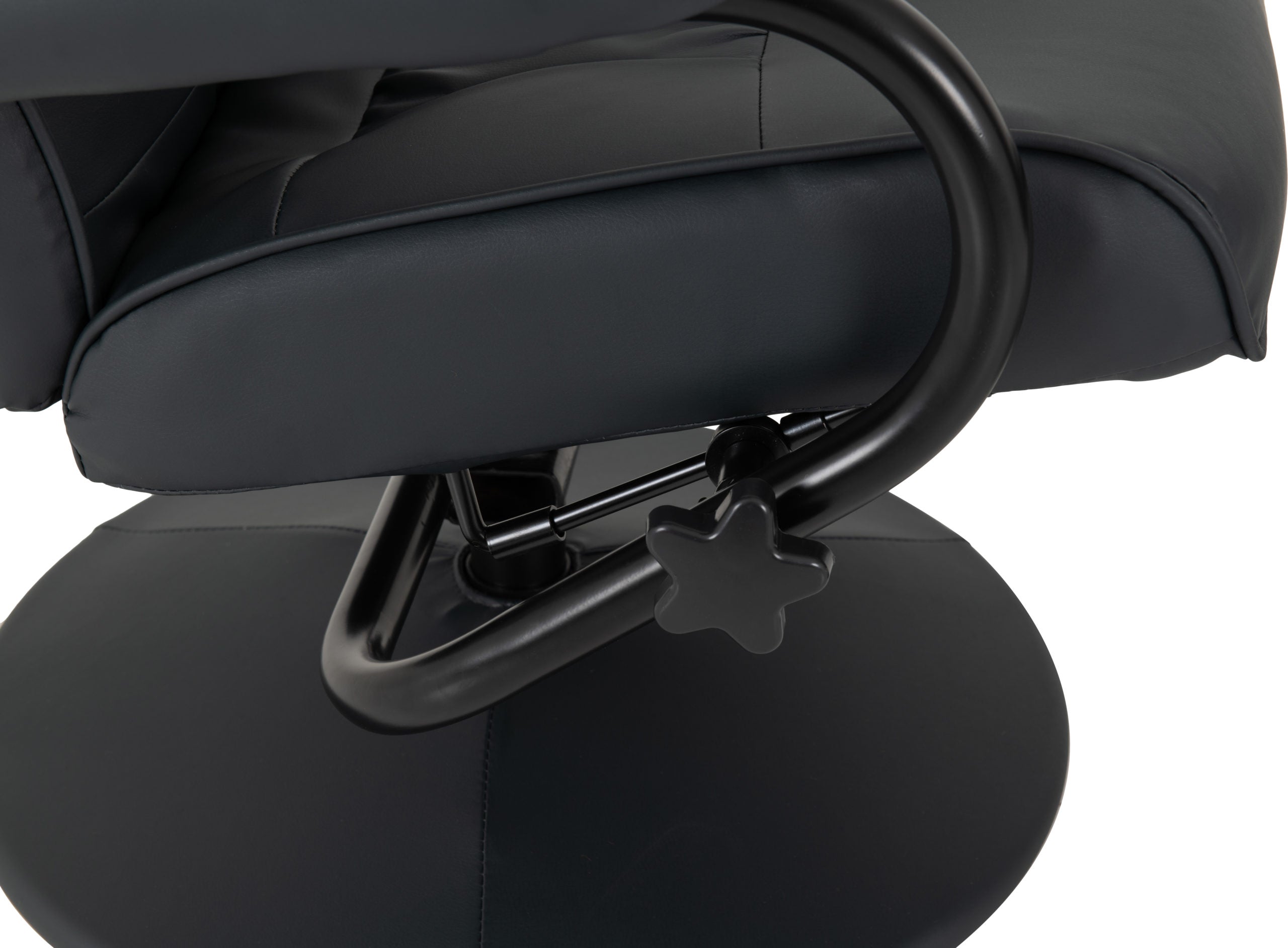 Ascot Recliner Chair And Footstool - Dark Blue Pu