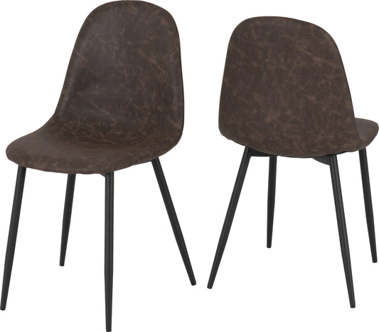 Athens Dining Chair (X2 Per Box) - Brown Pu