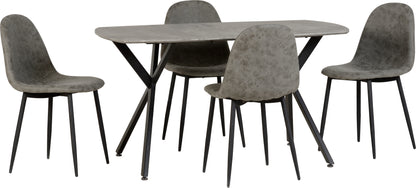Athens Rectangular Dining Set (X4 Chairs) - Concrete Effect
