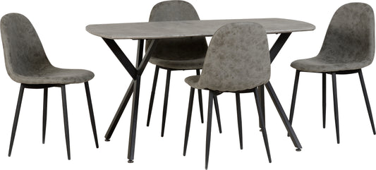 Athens Rectangular Dining Set (X4 Chairs) - Concrete Effect