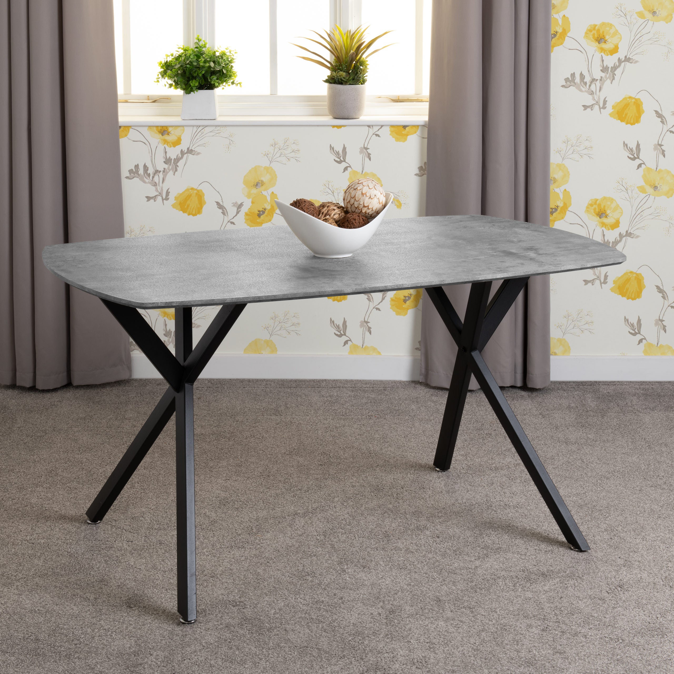 Athens Rectangular Dining Table - Concrete Effect